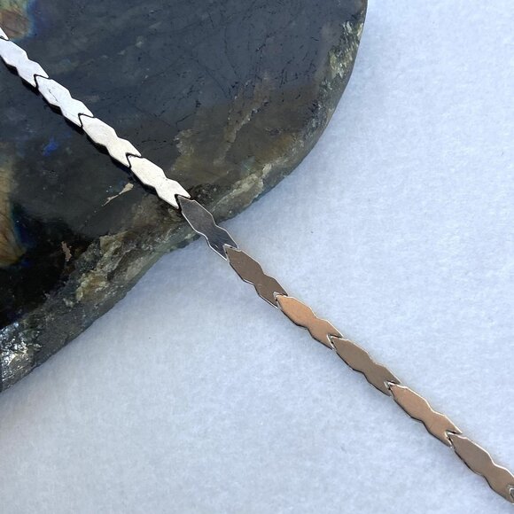 VTG Sterling Silver 925 Turkish 1/10 10K Gold Tri Tone X Link Bracelet 7.5" - Picture 6 of 16